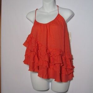 Free People Flutter Ruffle Tank Asymmtr Sz XS New